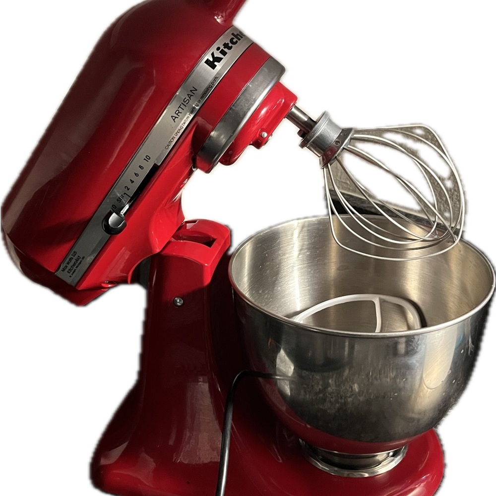 KitchenAid Artisan Red Mixer with Silver Bowl